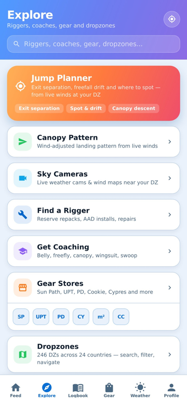 Jumpfolio explore screen